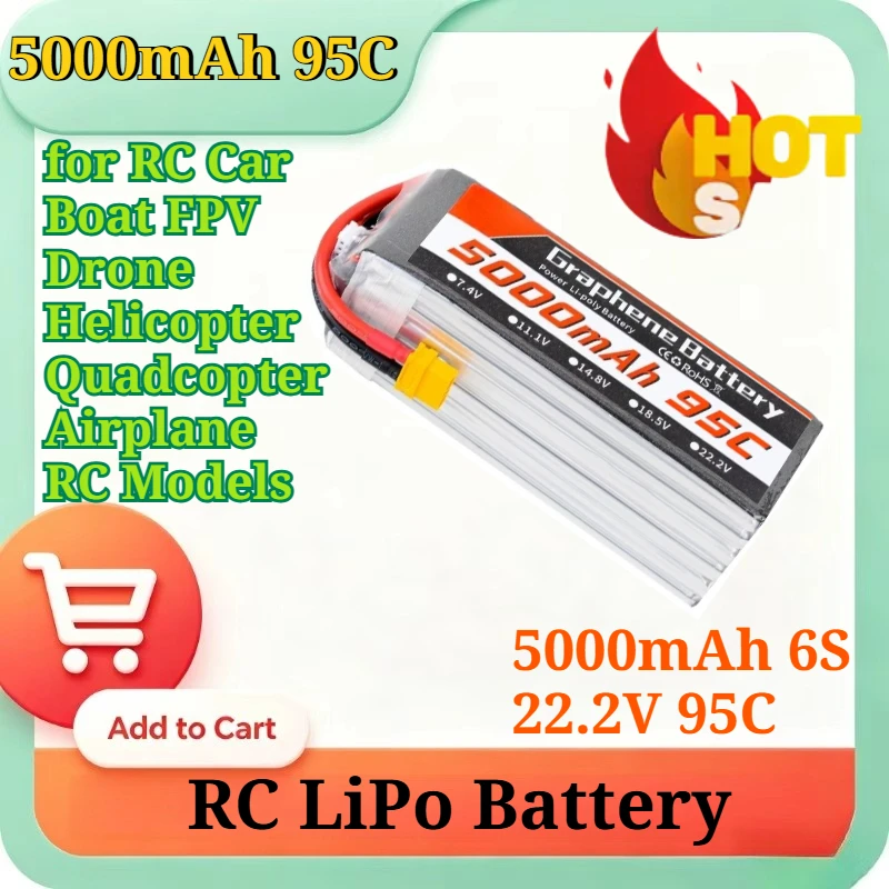 Graphene Lipo Battery 5000mAh  - đánh giá và giá 6S Lipo Battery 22.2V 5000Mah